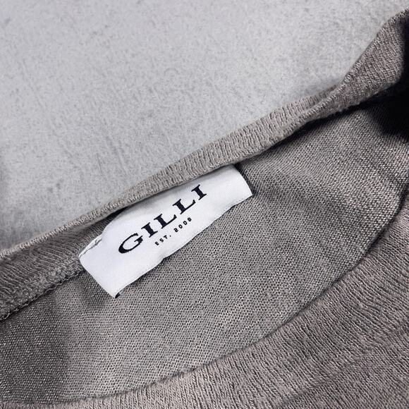 Gilli Shirt Womens Large Gray Good Vibes Only Graphic Tee Soft Made USA Rayon - Picture 5 of 8